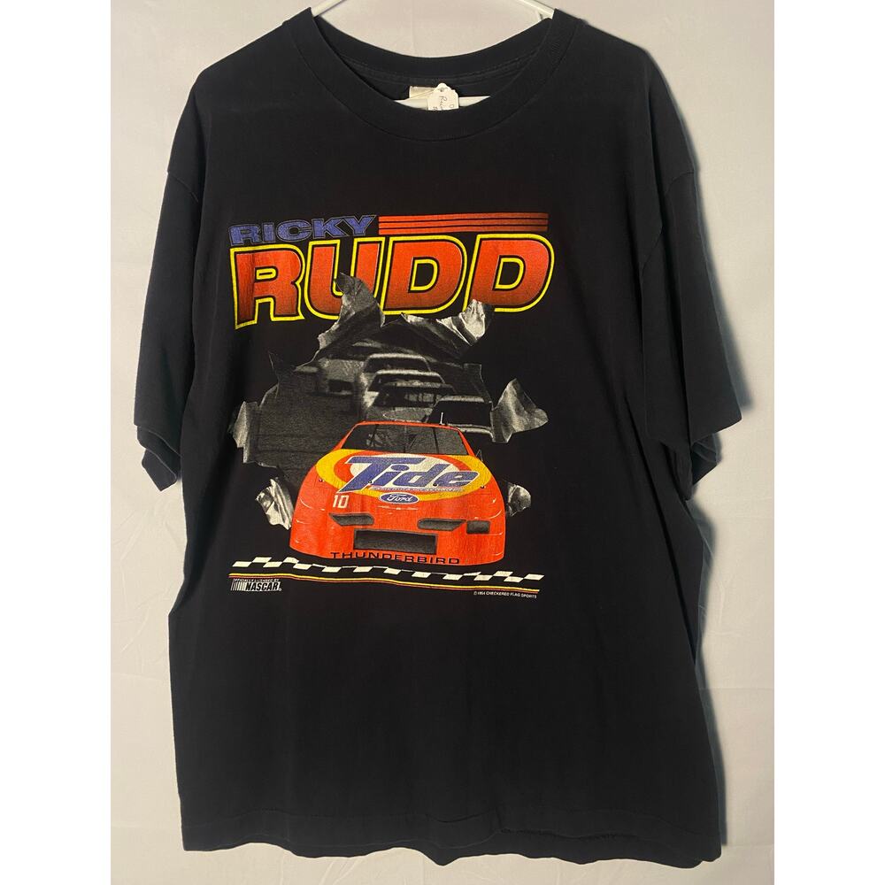 Ricky Rudd NASCAR Tide Racing Graphic Print Black T-shirt Men's Size XL